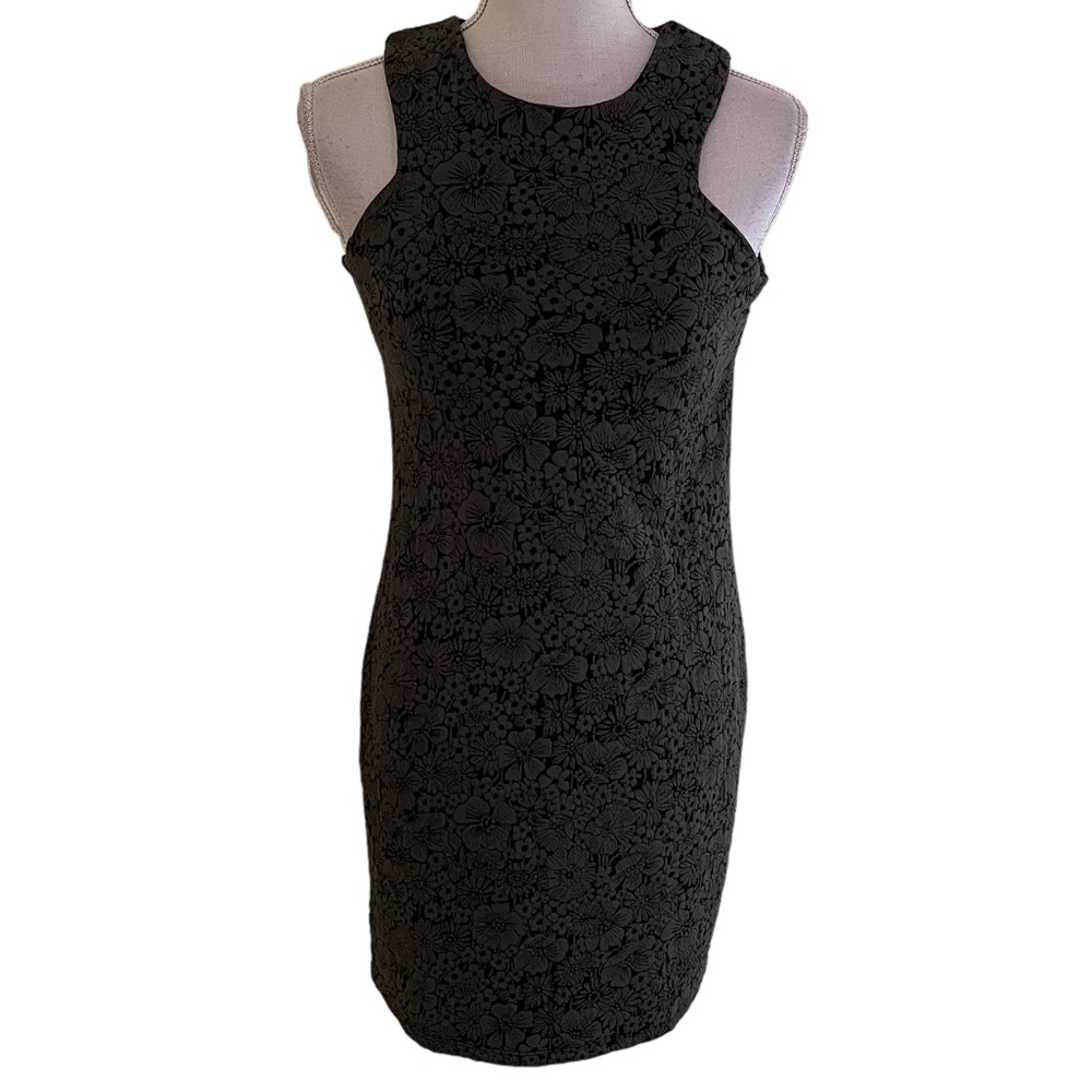 Dorothy Perkins Black/Olive Floral Knit Sleeveless Bodycon Dress 0(32 Euro)